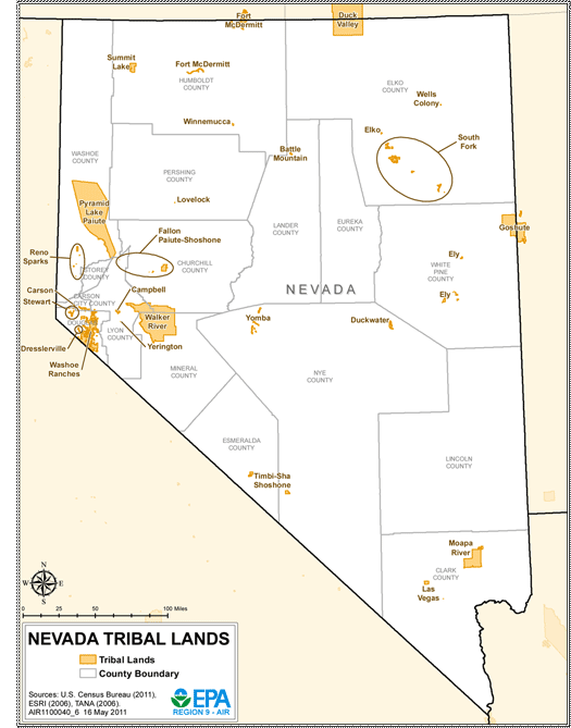 Nevada Tribal Lands, Maps, Air Quality Analysis | Pacific Southwest | US EPA Visit Creator: US EPA
